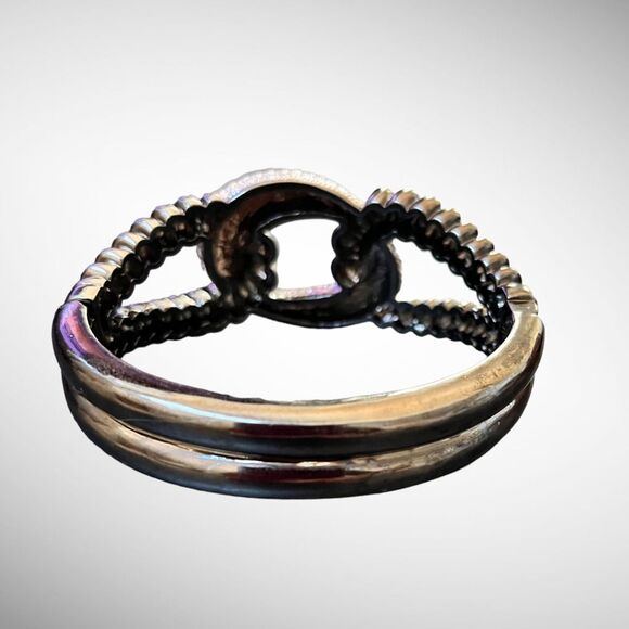 RJ GRAZIANO Gunmetal with Crystals Fashion Statement Bangle Hinged Clasp Bracele - Picture 3 of 5